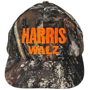 Harris/Walz Camouflage Adjustable Campaign Cap with American Flag Tag